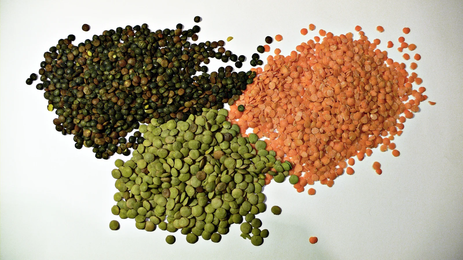 Trois variétés de lentilles — aliments à index glycémique bas, idéaux pour stabiliser la glycémie
