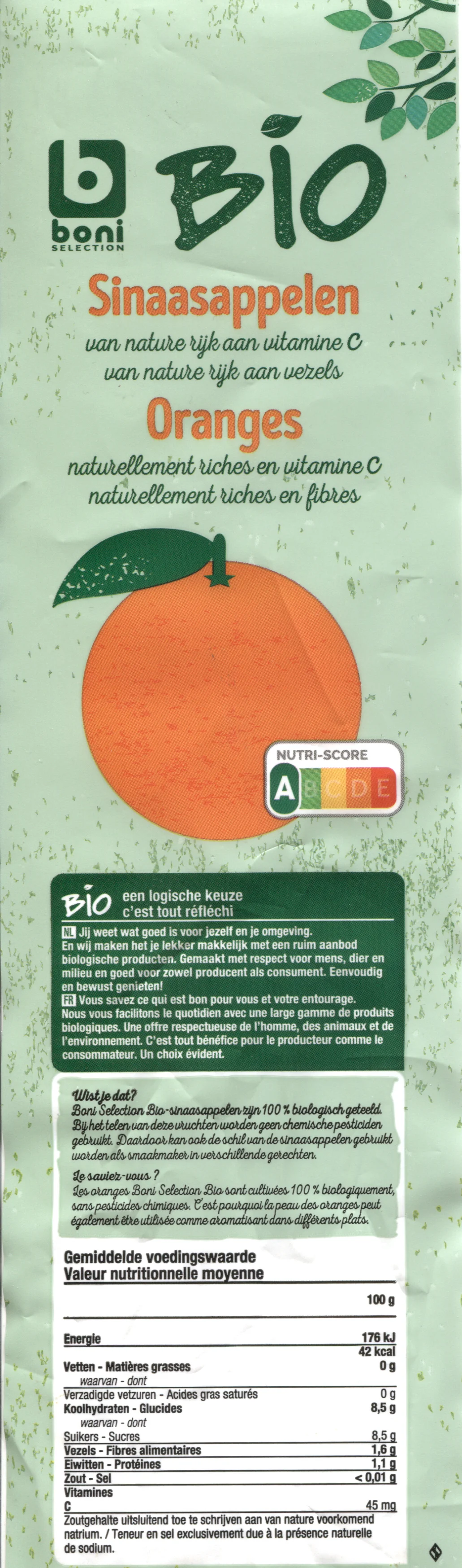 Étiquette d'information nutritionnelle et Nutri-Score sur des fruits